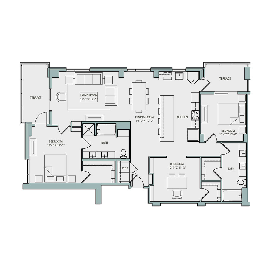 3 Bedrooms floor plan